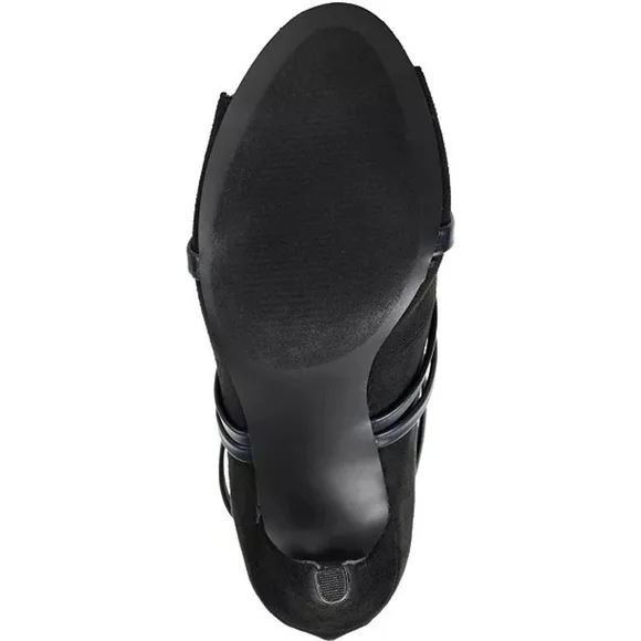 Journee Collection Samara Peep Toe Stiletto Heel Sandals Booties 8 WIDE BLACK - Picture 6 of 15